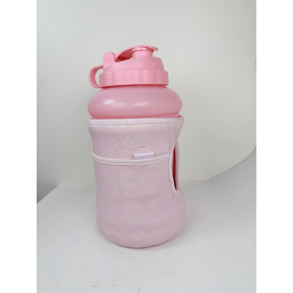 HydroJug 73 oz Water Bottle Pink Cheetah Print Sleeve Half Gallon